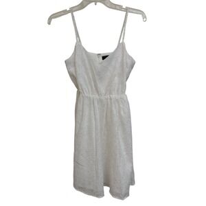 Lulus White Floral Textured Mini Dress Womens XS Smocked Back Adj Straps EUC